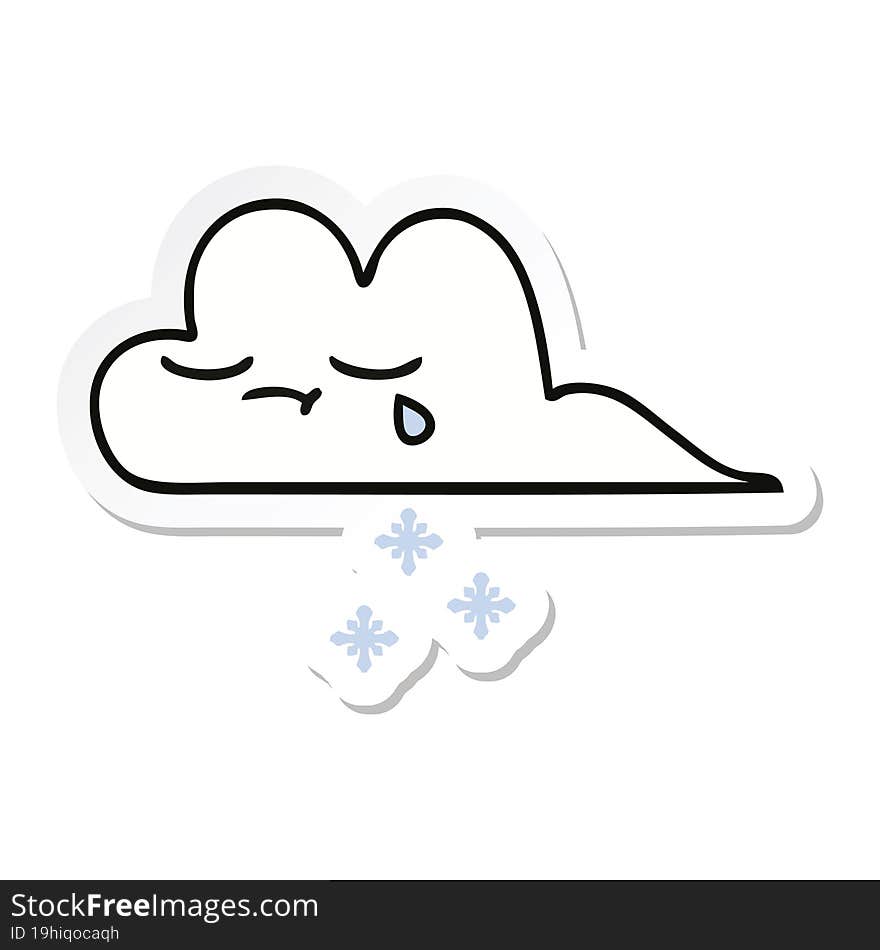 sticker of a cute cartoon snow cloud