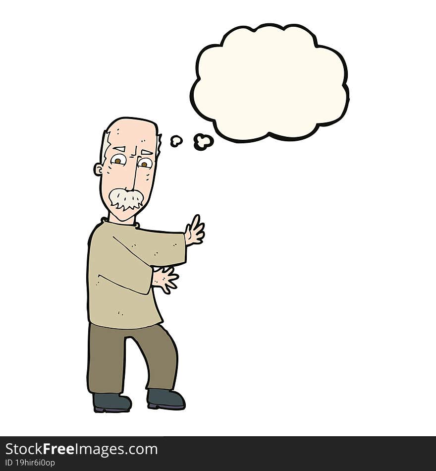 Cartoon Angry Old Man With Thought Bubble