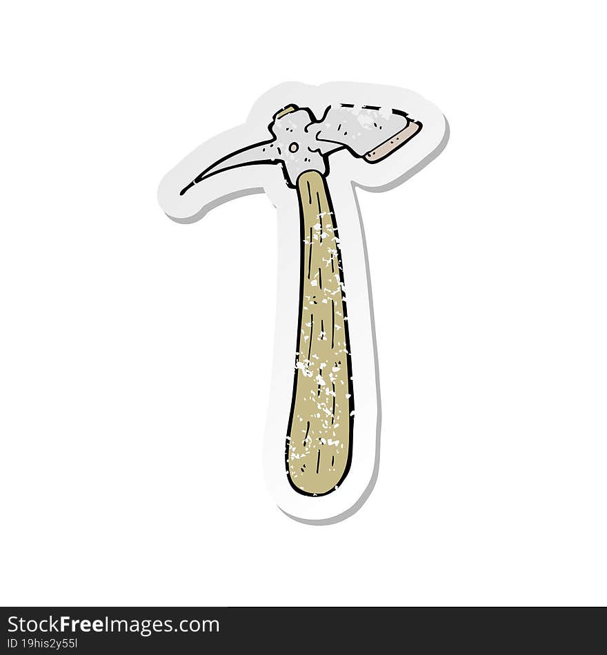 Retro Distressed Sticker Of A Cartoon Pick Axe