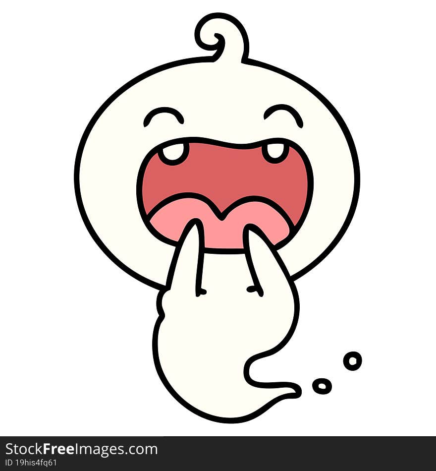 cartoon of a cute halloween ghost laughing