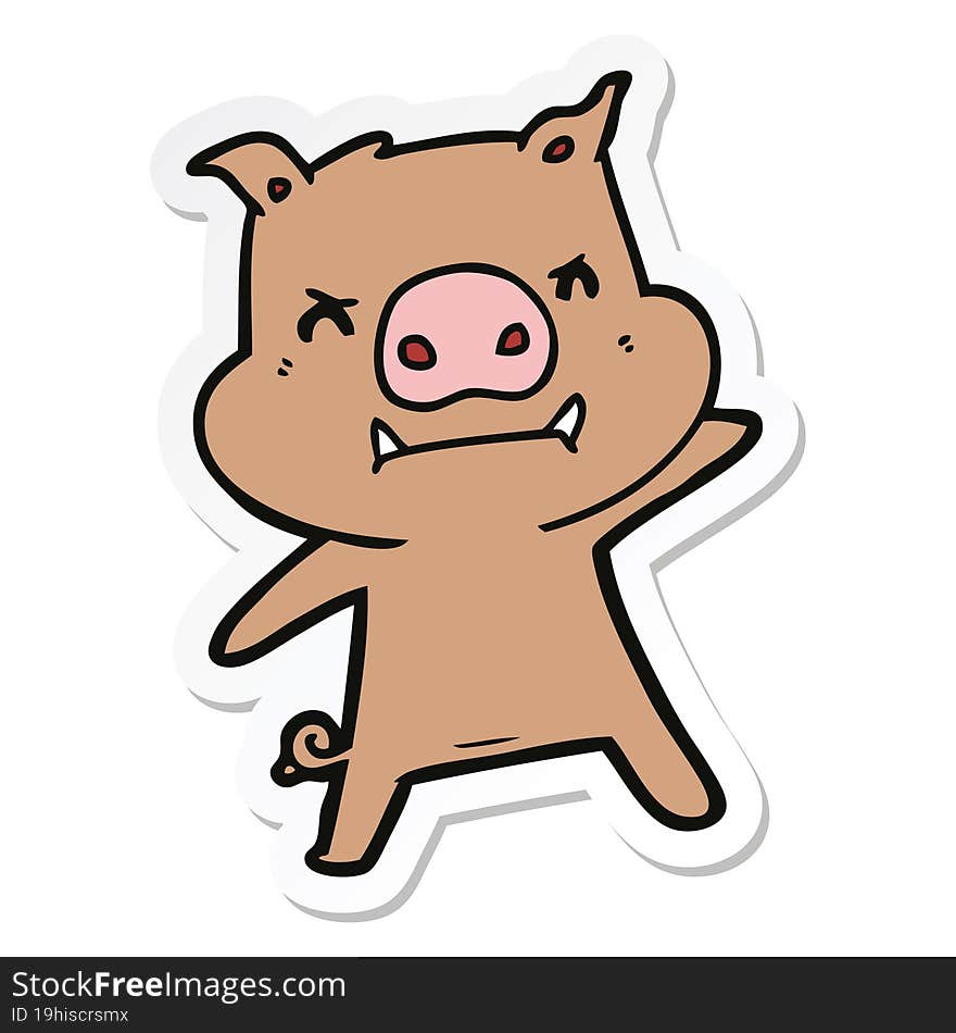 sticker of a angry cartoon pig