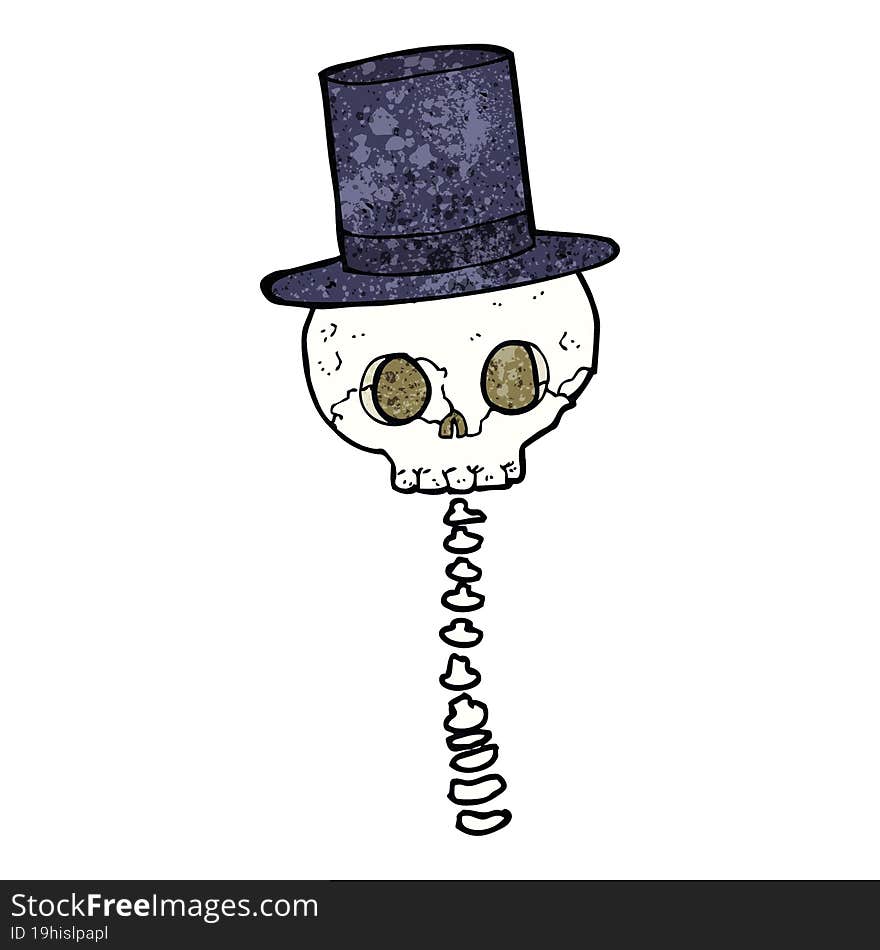 cartoon spooky skull in top hat