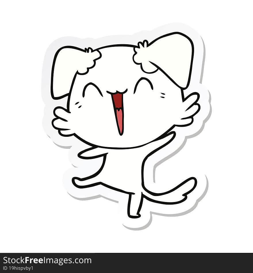 sticker of a happy little dog cartoon