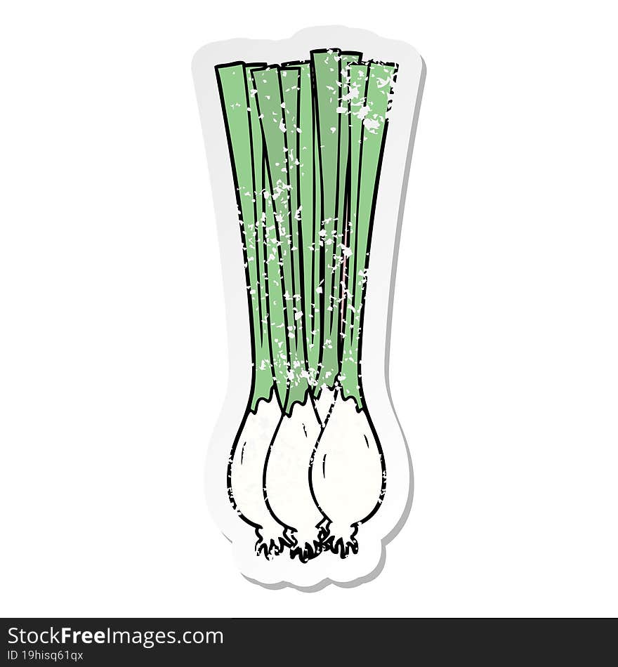 distressed sticker of a cartoon spring onions