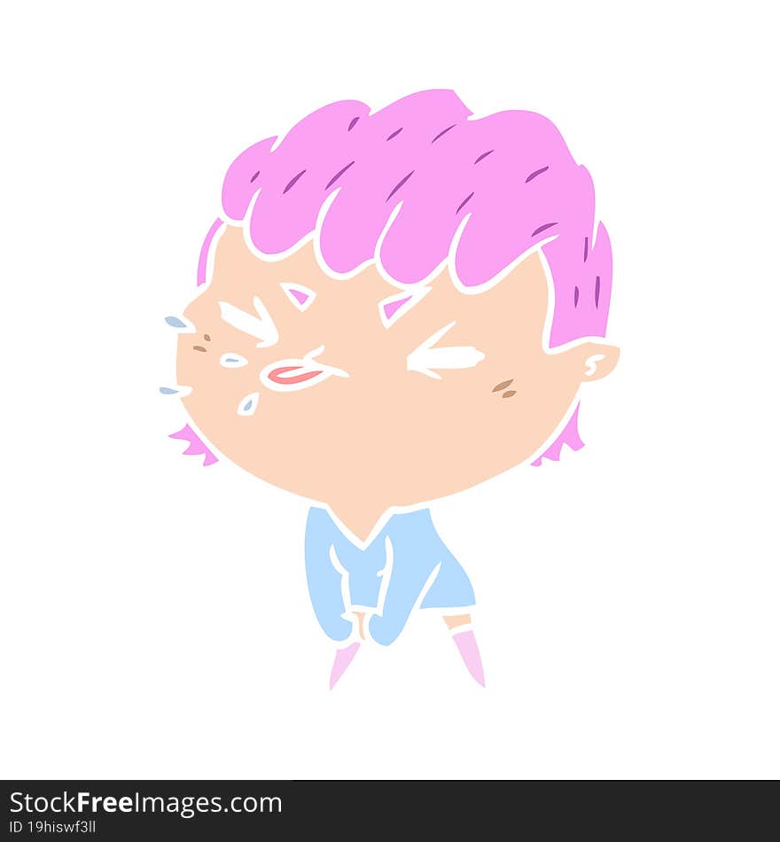 cute flat color style cartoon rude girl