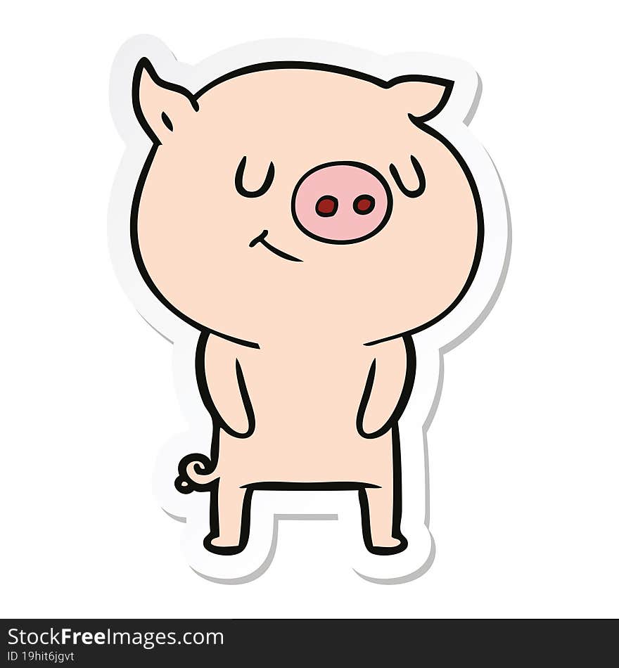 sticker of a happy cartoon pig