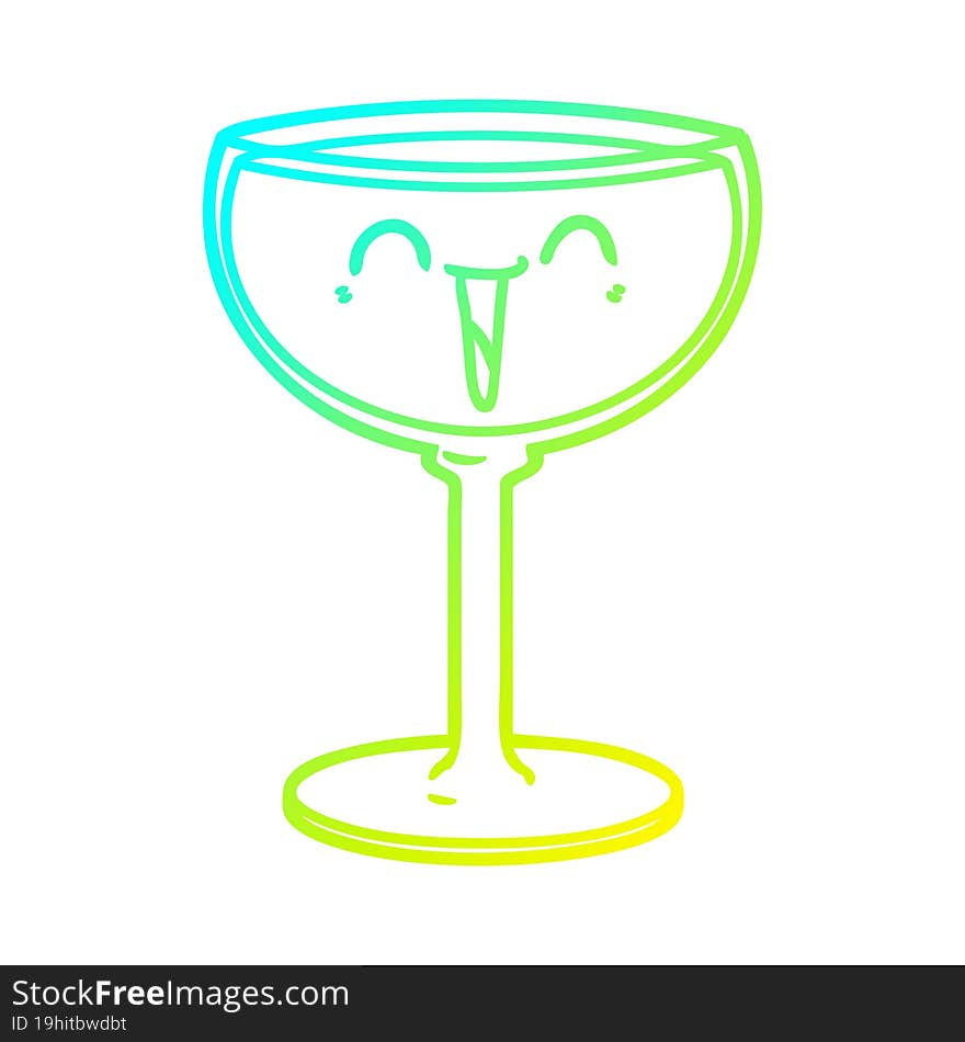 cold gradient line drawing cartoon glass of wine