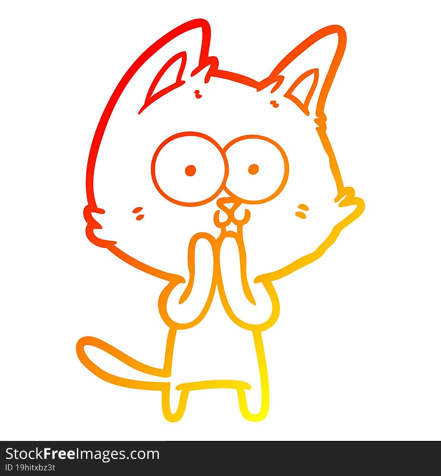 warm gradient line drawing funny cartoon cat