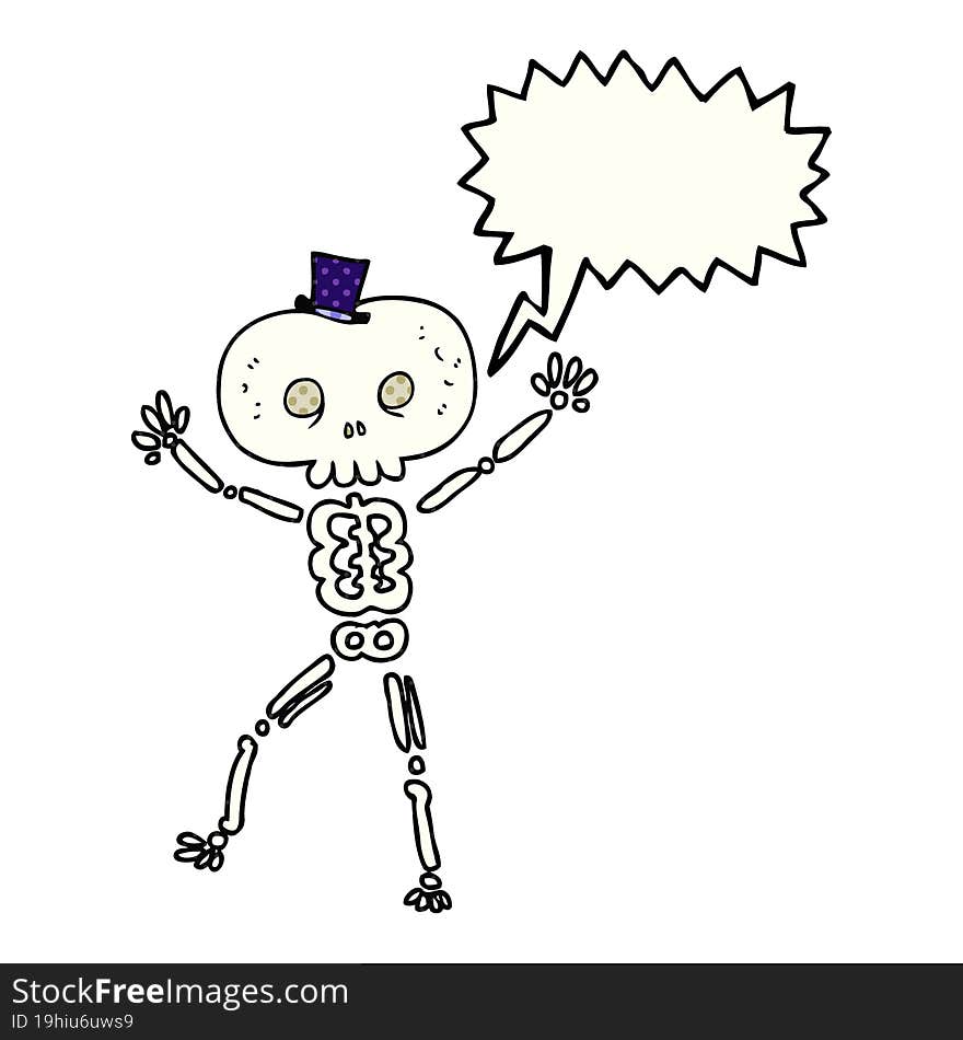 comic book speech bubble cartoon dancing skeleton