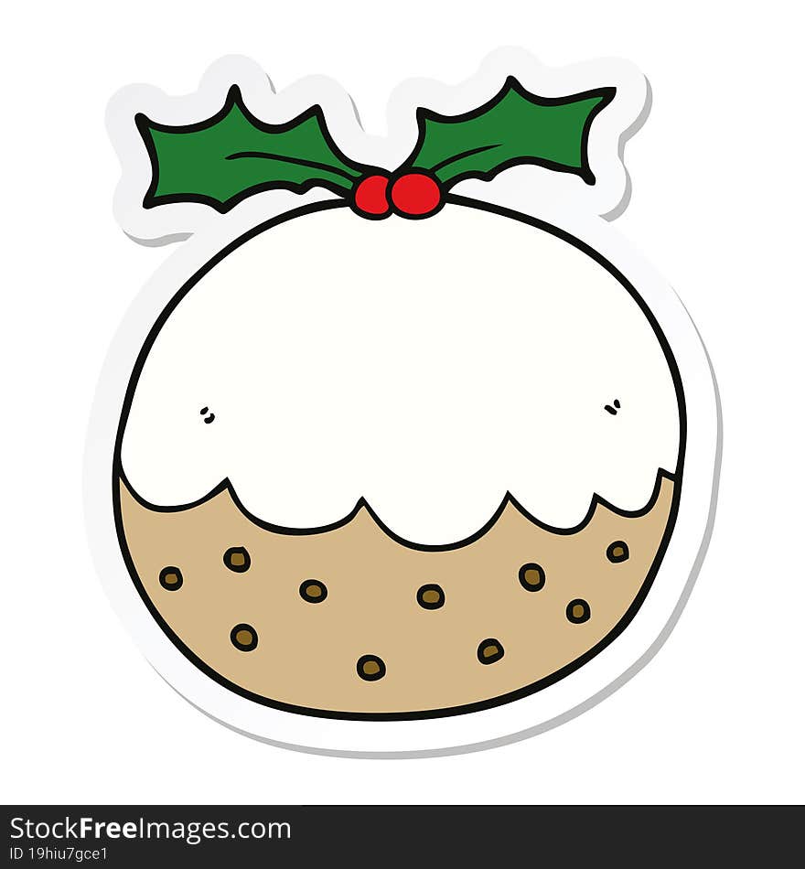 sticker of a cartoon christmas pudding