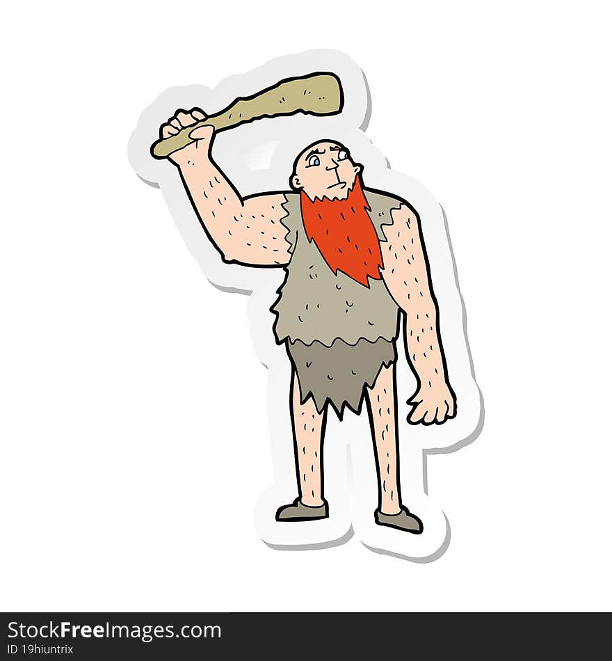 Sticker Of A Cartoon Neanderthal