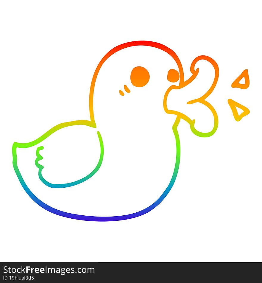 rainbow gradient line drawing cartoon happy duck