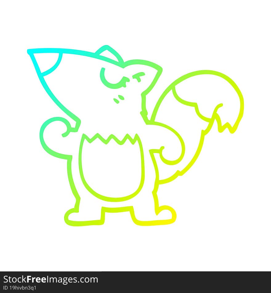 cold gradient line drawing cartoon squirrel