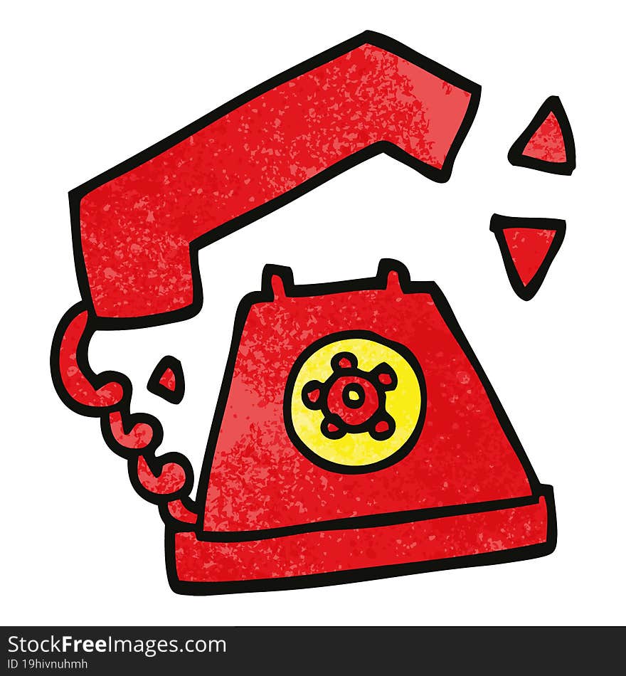 cartoon doodle retro telephone