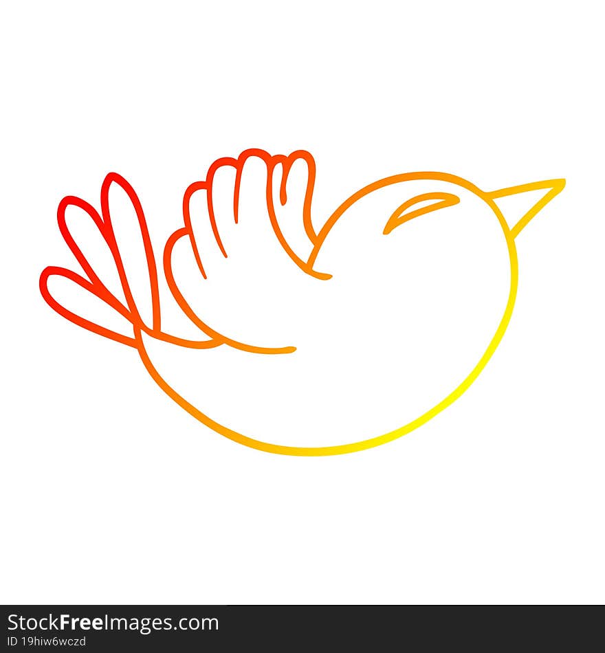 warm gradient line drawing cartoon bluebird