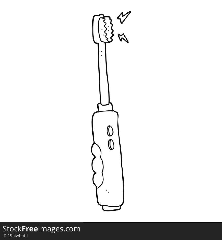 black and white cartoon buzzing electric toothbrush