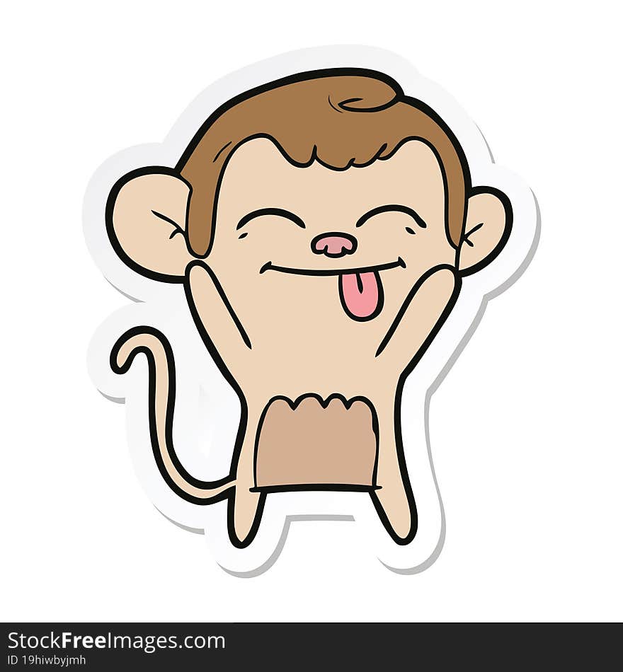 Sticker Of A Funny Cartoon Monkey