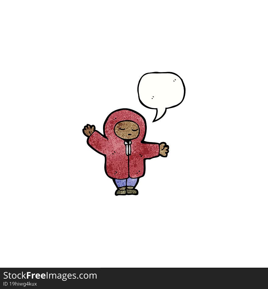 Cartoon Person In Hooded Coat