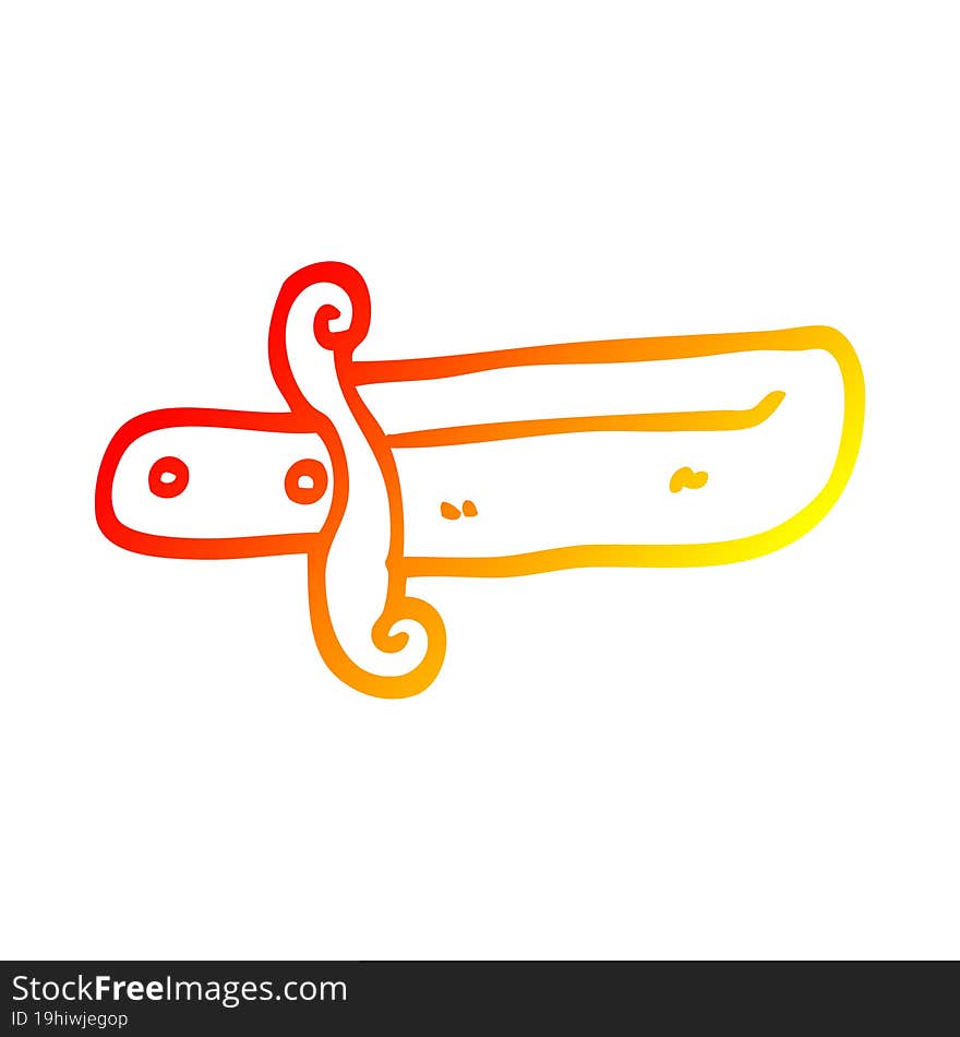 warm gradient line drawing cartoon small dagger