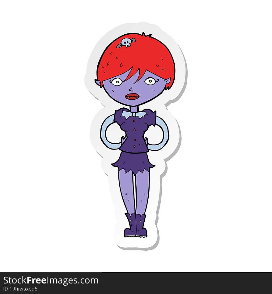 sticker of a cartoon pretty vampire girl