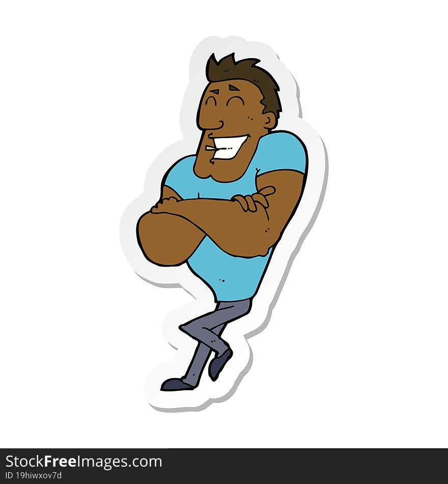 sticker of a cartoon muscle guy