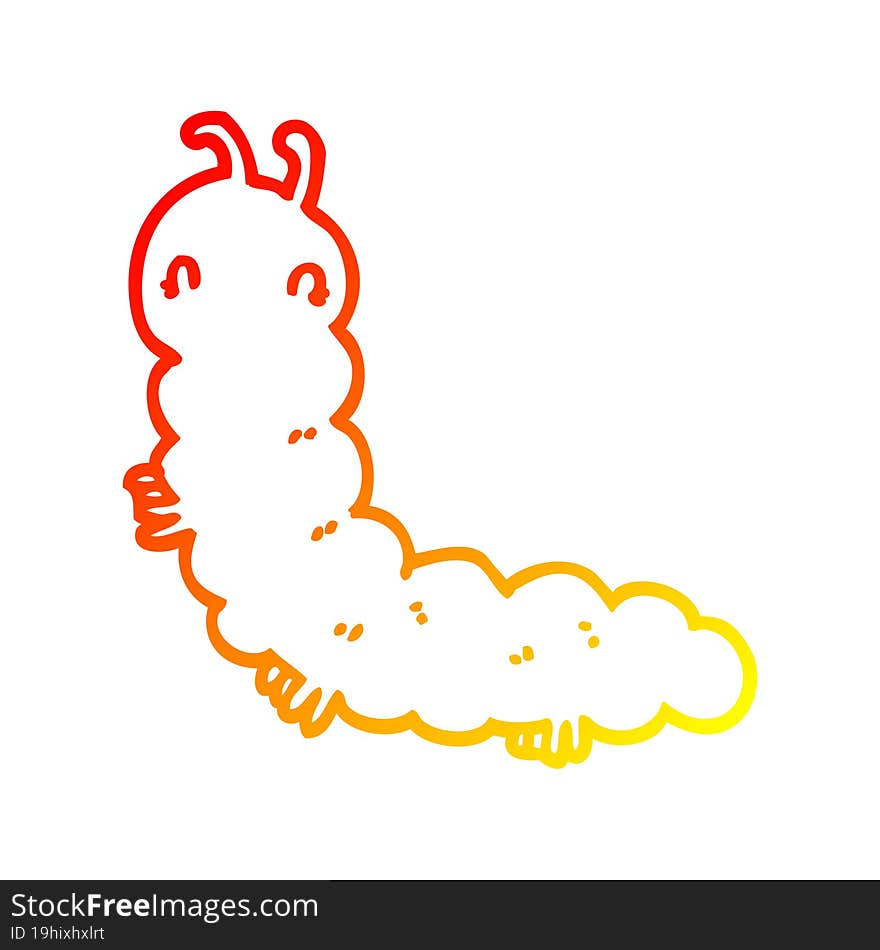 warm gradient line drawing cartoon caterpillar