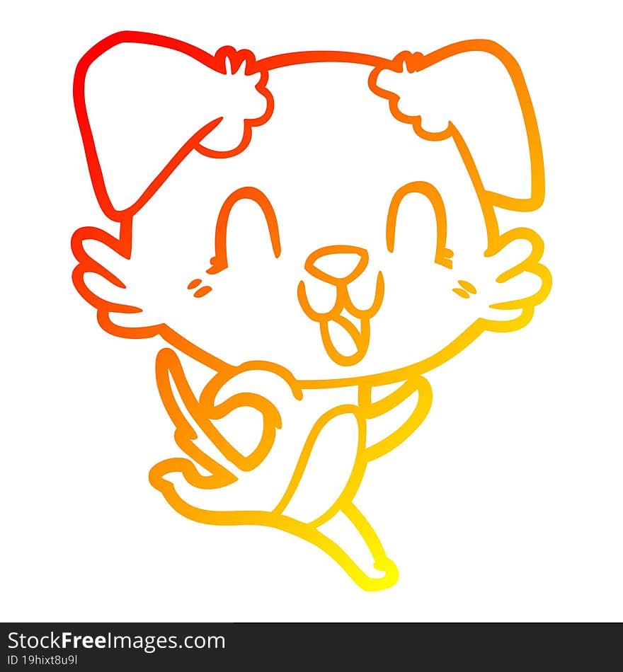 warm gradient line drawing laughing cartoon dog