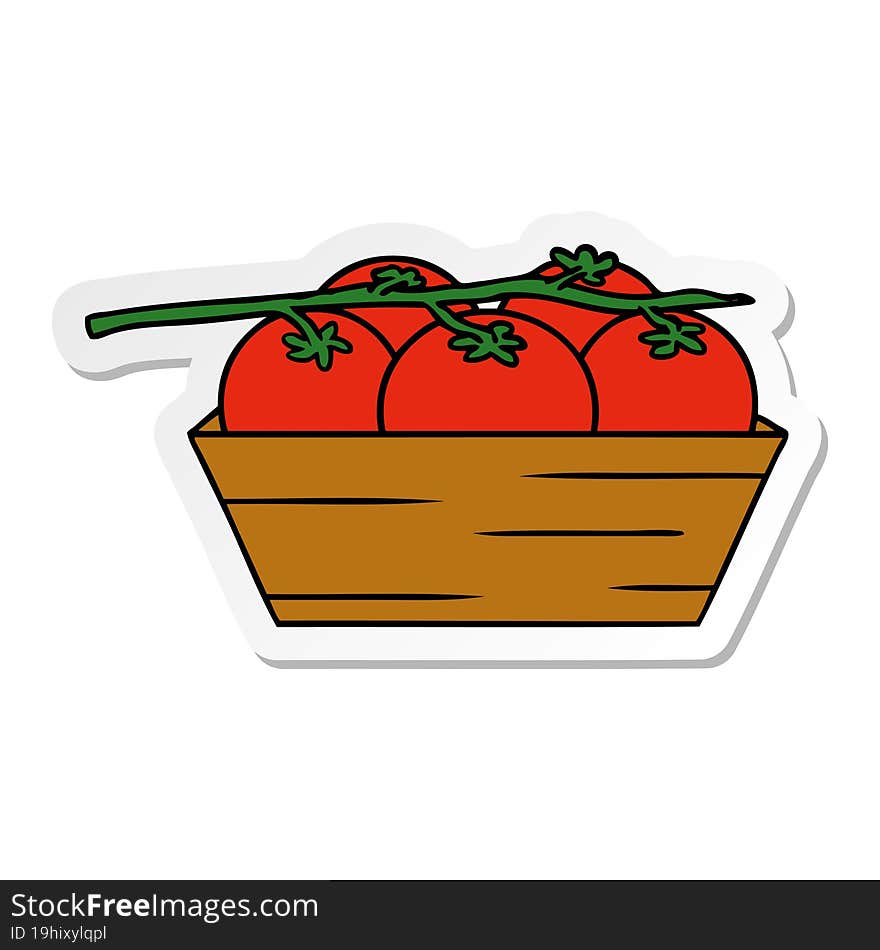 sticker cartoon doodle of a box of tomatoes