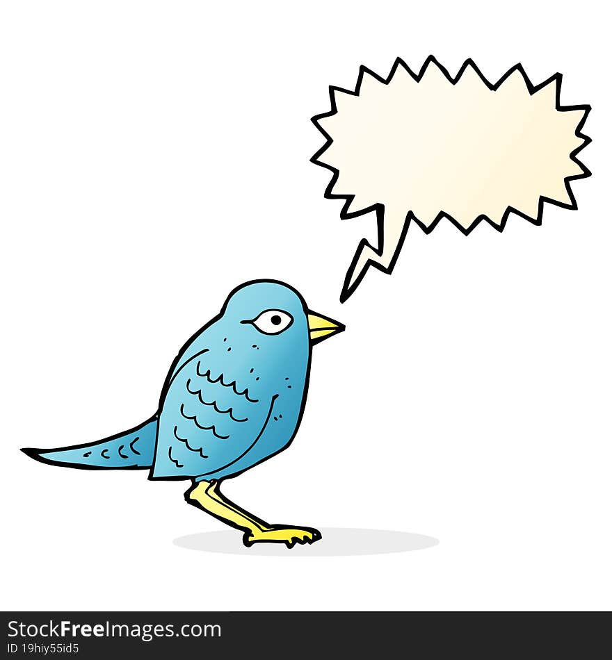 Cartoon Garden Bird With Speech Bubble