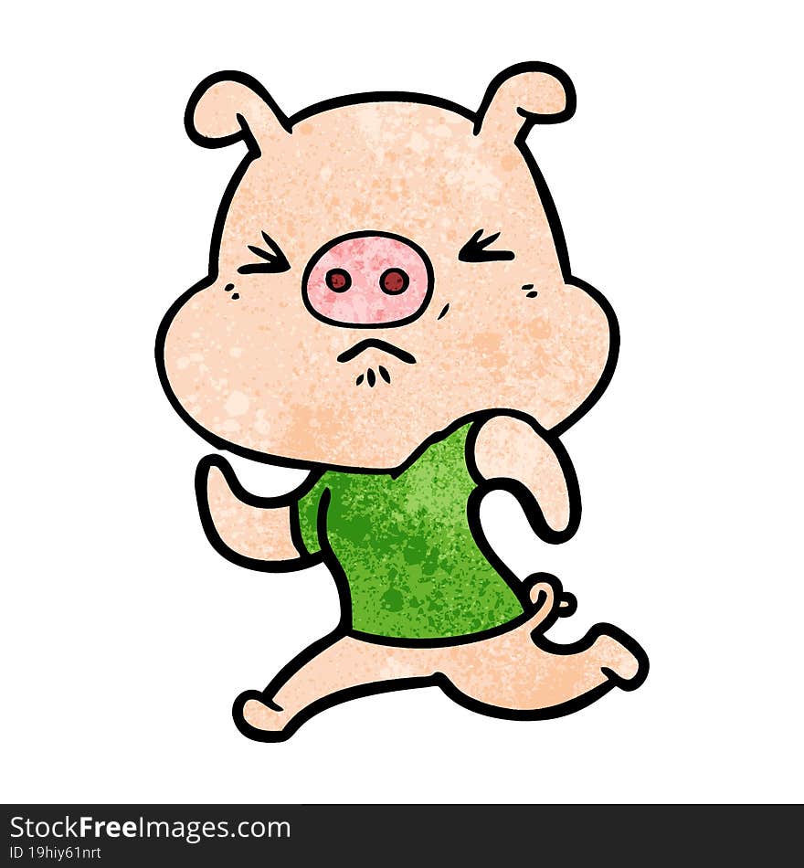 cartoon angry pig wearing tee shirt. cartoon angry pig wearing tee shirt