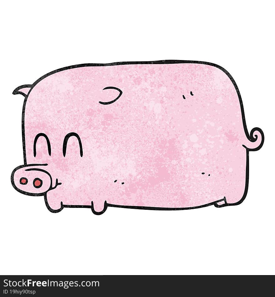 freehand textured cartoon pig