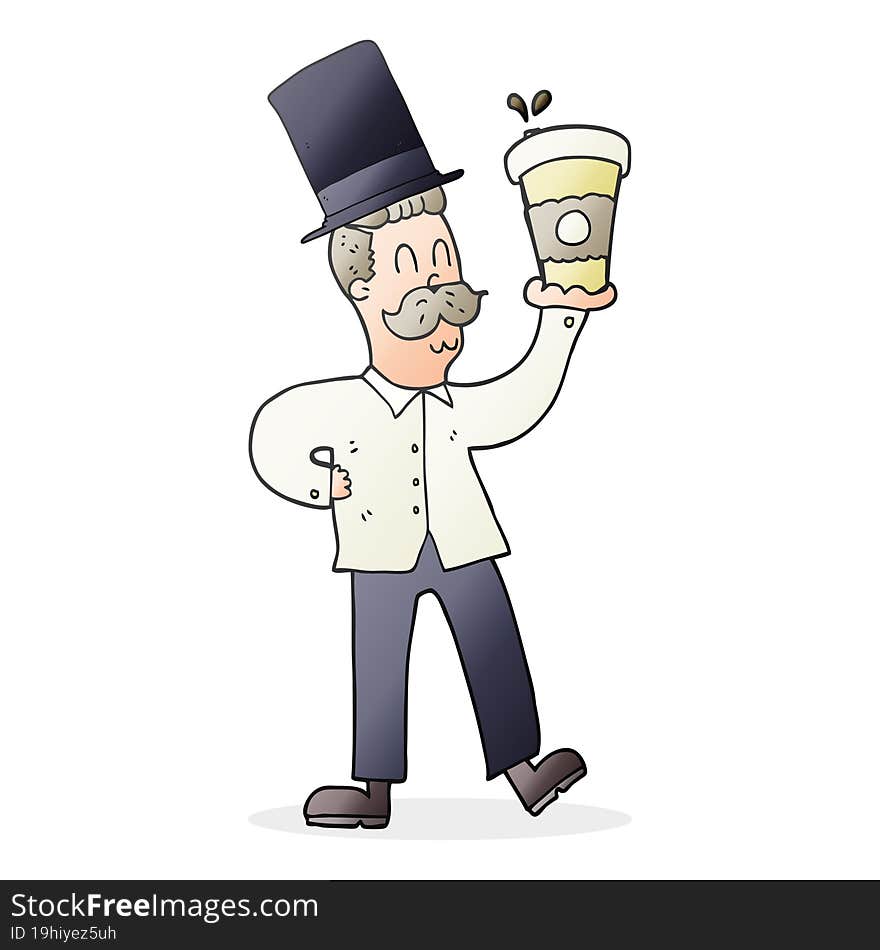 cartoon man with coffee cup