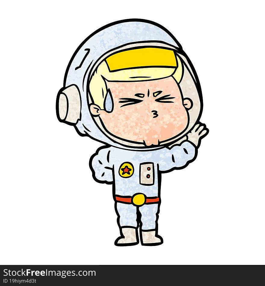 cartoon stressed astronaut. cartoon stressed astronaut