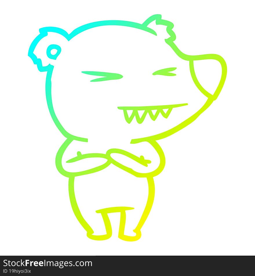 Cold Gradient Line Drawing Angry Polar Bear Cartoon