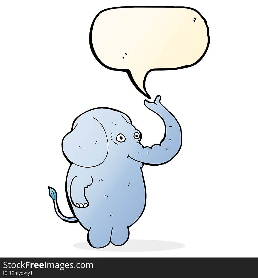 cartoon funny elephant with speech bubble