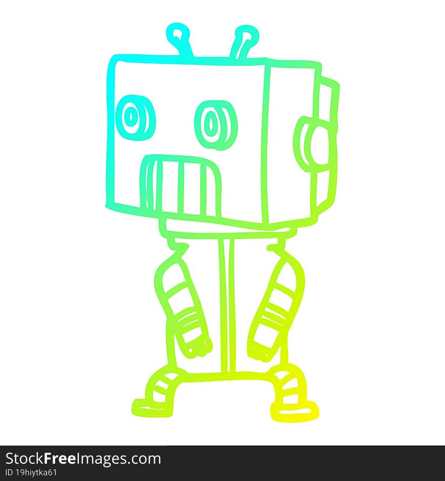 cold gradient line drawing cartoon robot