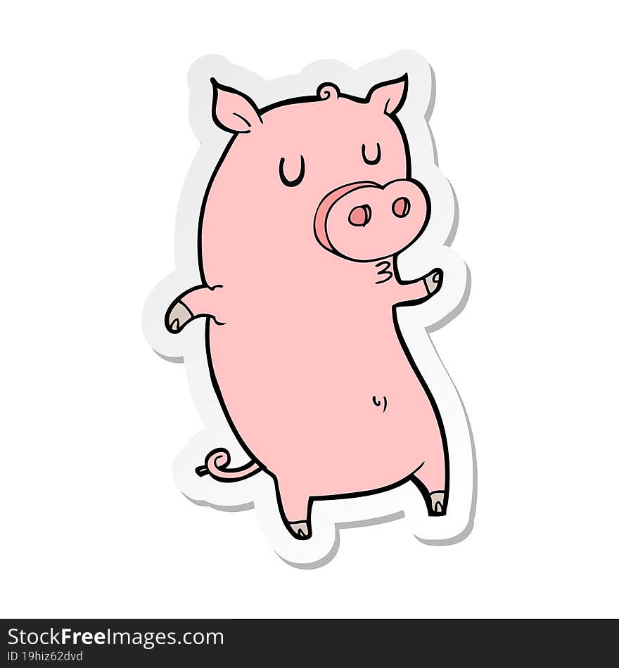 Sticker Of A Funny Cartoon Pig