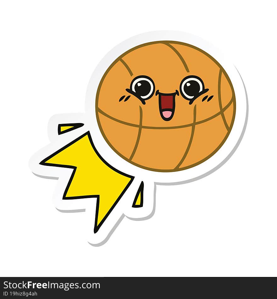 sticker of a cute cartoon basketball