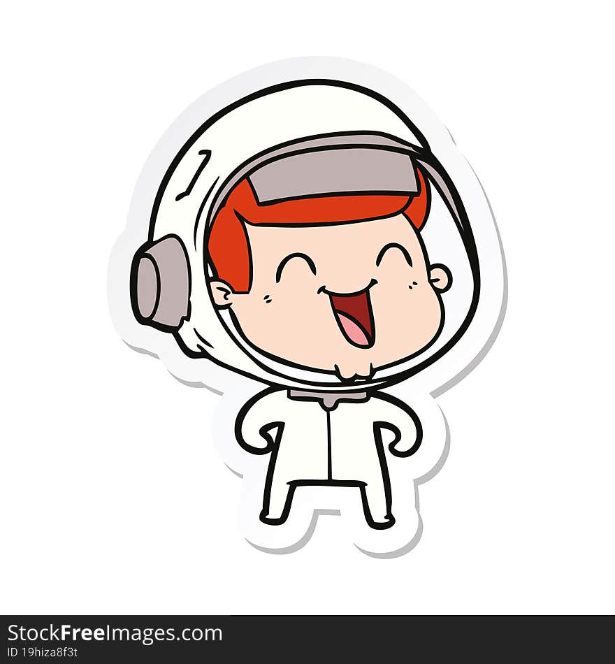 Sticker Of A Happy Cartoon Astronaut