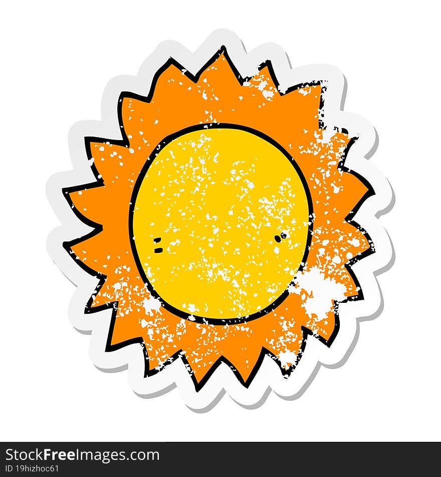 distressed sticker of a cartoon sun