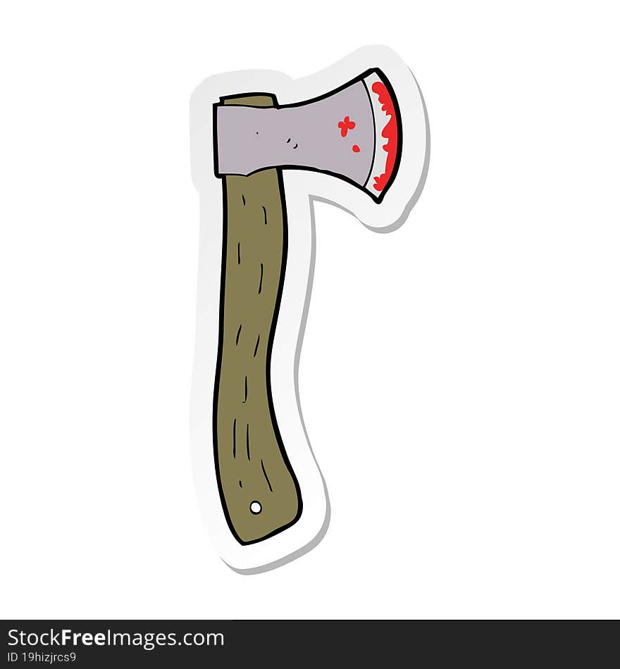 sticker of a cartoon bloody axe