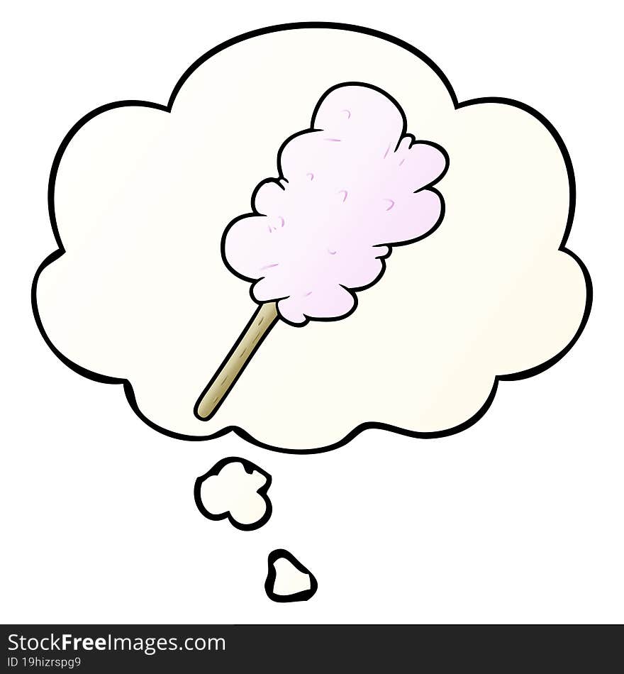 cartoon candy floss and thought bubble in smooth gradient style