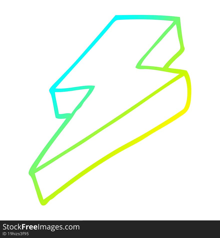 Cold Gradient Line Drawing Cartoon Thunder Bolt