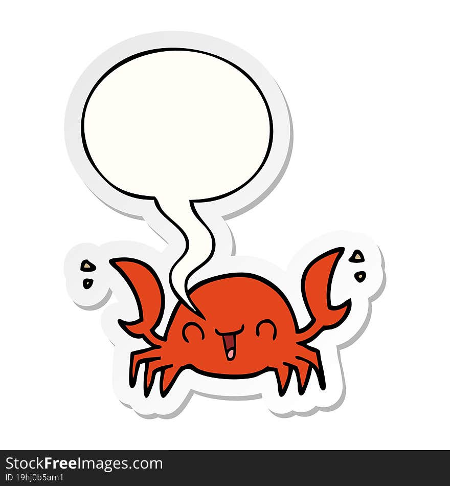 cartoon crab and speech bubble sticker