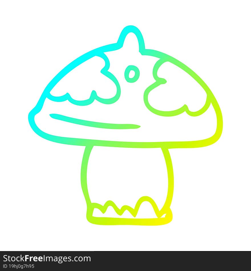 cold gradient line drawing of a cartoon mushroom