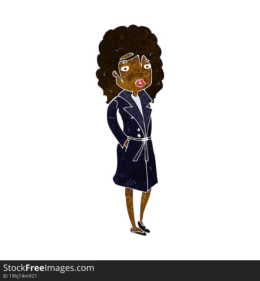 Cartoon Woman In Trench Coat