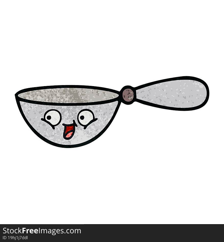 retro grunge texture cartoon of a measuring spoon