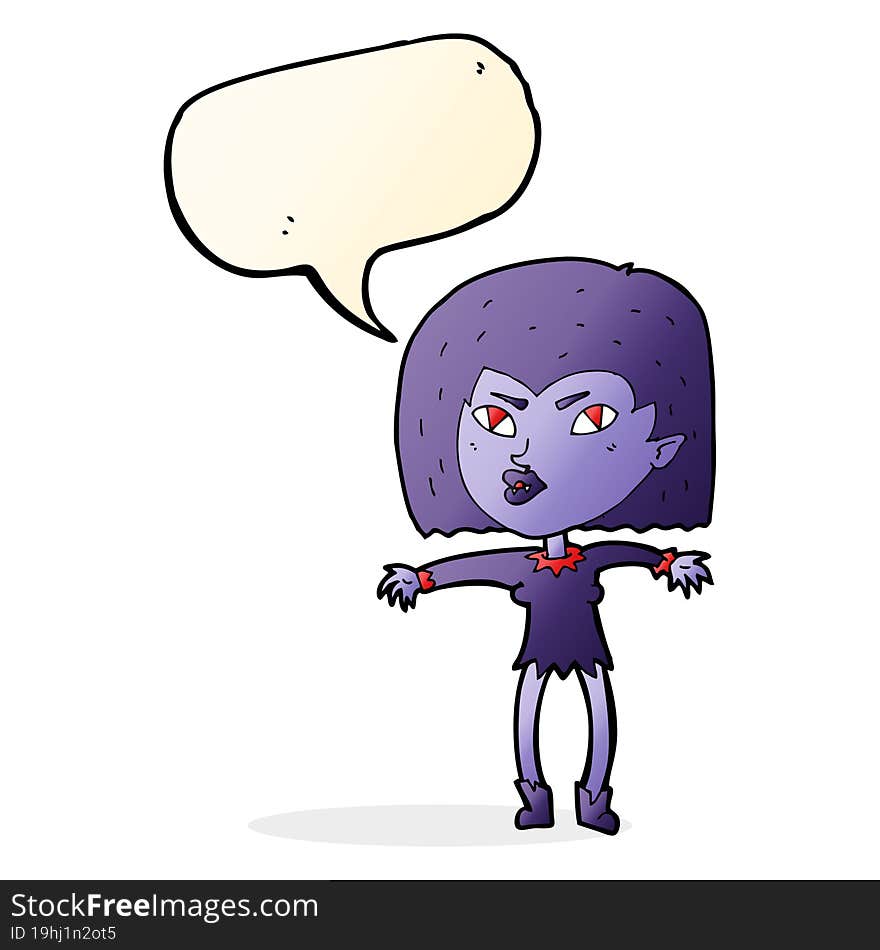 cartoon vampire girl with speech bubble