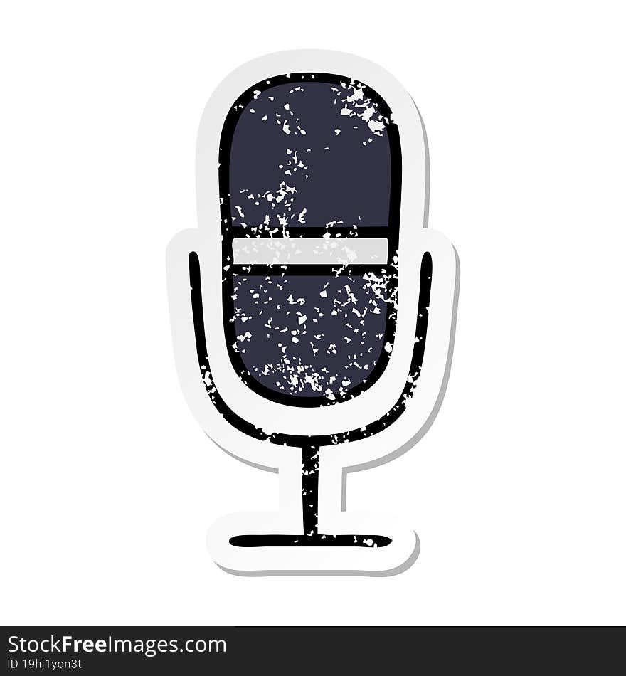 distressed sticker of a cute cartoon radio microphone