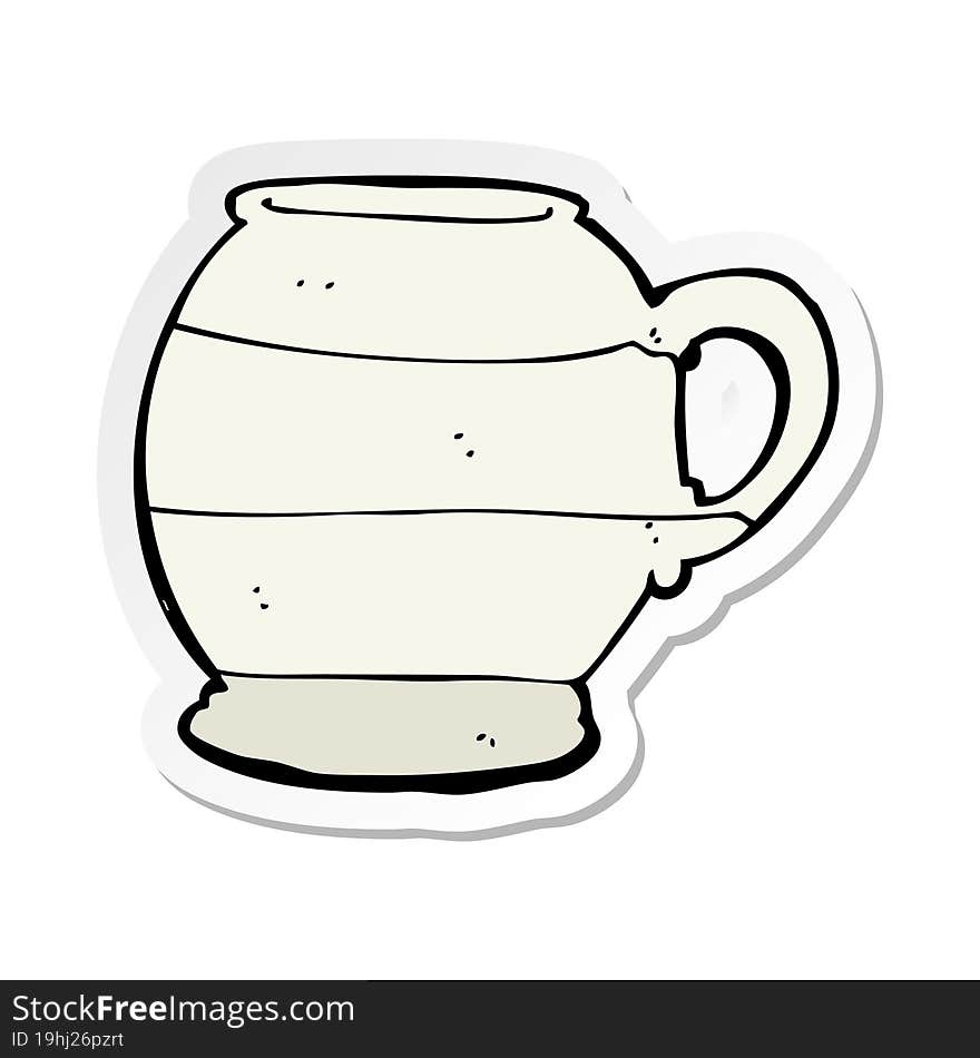 Sticker Of A Cartoon Old Style Mug